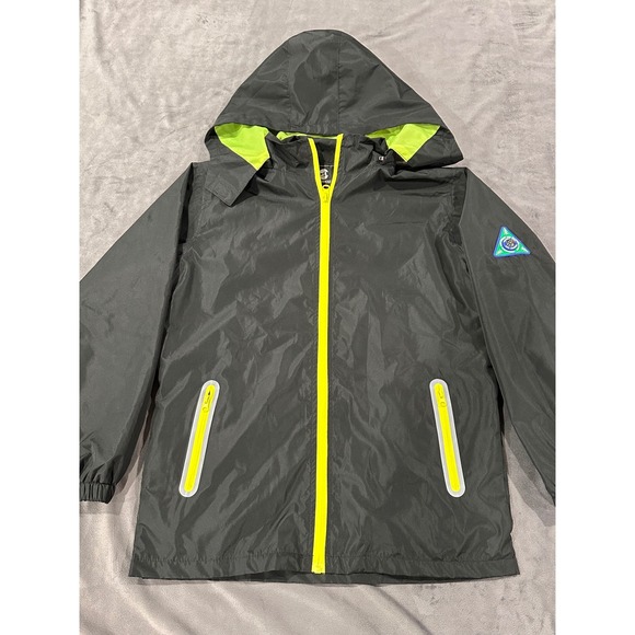 Saphirose Other - Saphirose Kids Waterproof Rain Jacket Black Neon Yellow XXL 10-12 Windbreaker